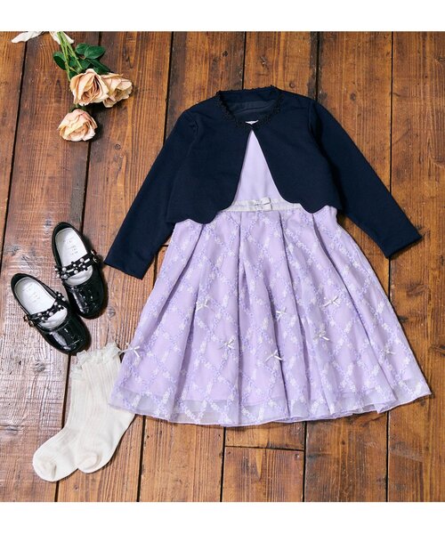 apres les cours（アプレレクール）の「フォーマルボレロ（カーディガン/ボレロ・キッズ・ネイビー/オフホワイト・120/130/100/110）」の6枚目の写真