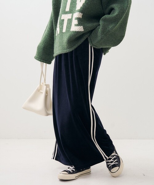 【セール】ベロア サイドライン スカート（スカート）｜FREAK'S STORE（フリークスストア）