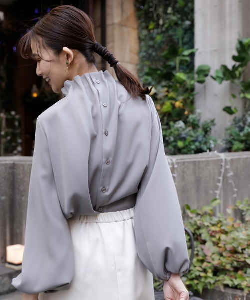 N.（N. Natural Beauty Basic）（エヌエヌナチュラルビューティーベーシック）の「◆ペーパーバックパフブラウス（シャツ/ブラウス・レディース・ピンク/グレー/ブラック/オフホワイト・MEDIUM）」の6枚目の写真