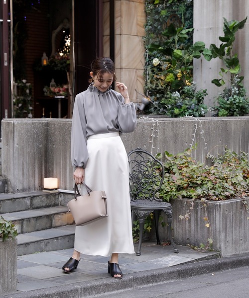 N.（N. Natural Beauty Basic）（エヌエヌナチュラルビューティーベーシック）の「◆ペーパーバックパフブラウス（シャツ/ブラウス・レディース・ピンク/グレー/ブラック/オフホワイト・MEDIUM）」の8枚目の写真