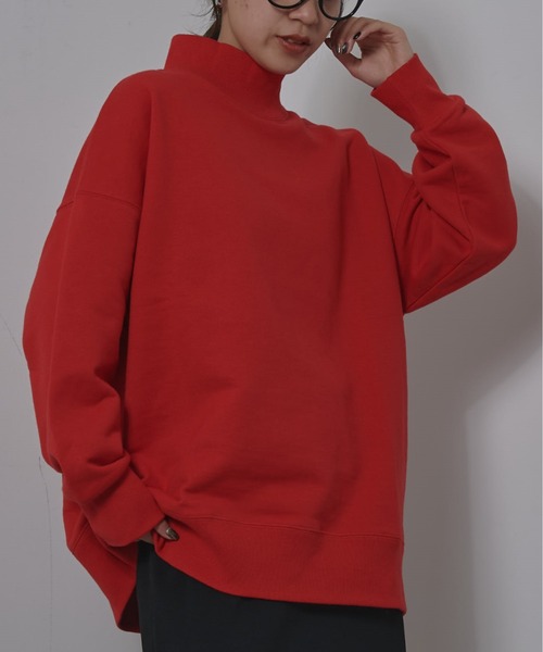 COLONY 2139（コロニートゥーワンスリーナイン）の「裏毛ハイネックプルオーバー（スウェット・レディース・ライトグレー/レッド/ブラック/オフホワイト・FREE）」の4枚目の写真