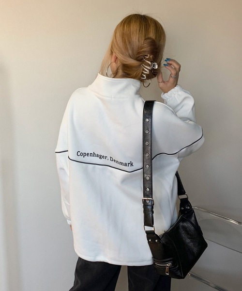 non-hedge（ノンヘッジ）の「パイピングシリコンロゴスタンドジャケット（パーカー・レディース・ブラック/オフホワイト/グレー・FREE）」の12枚目の写真