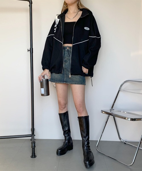 non-hedge（ノンヘッジ）の「パイピングシリコンロゴスタンドジャケット（パーカー・レディース・ブラック/オフホワイト/グレー・FREE）」の15枚目の写真