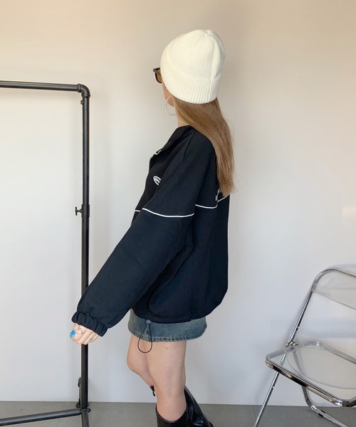 non-hedge（ノンヘッジ）の「パイピングシリコンロゴスタンドジャケット（パーカー・レディース・ブラック/オフホワイト/グレー・FREE）」の17枚目の写真