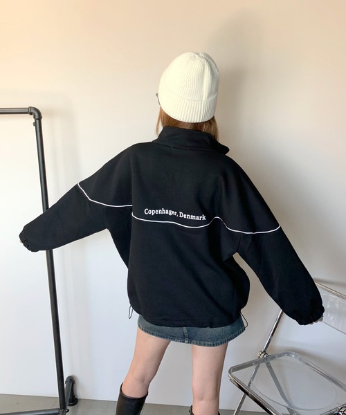 non-hedge（ノンヘッジ）の「パイピングシリコンロゴスタンドジャケット（パーカー・レディース・ブラック/オフホワイト/グレー・FREE）」の18枚目の写真