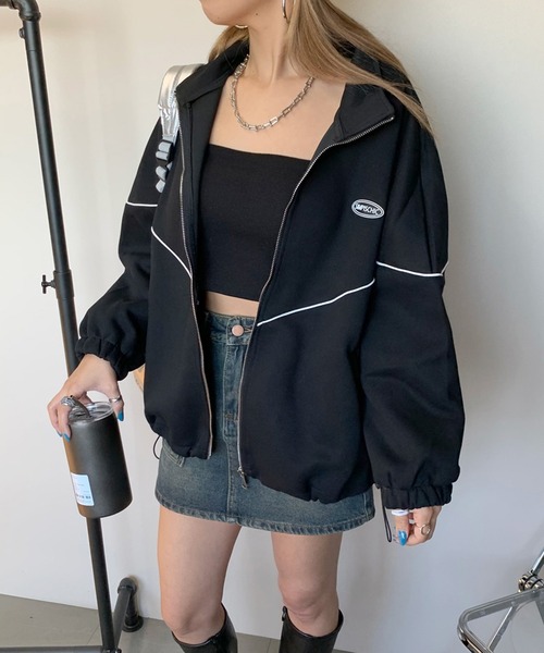 non-hedge（ノンヘッジ）の「パイピングシリコンロゴスタンドジャケット（パーカー・レディース・ブラック/オフホワイト/グレー・FREE）」の20枚目の写真