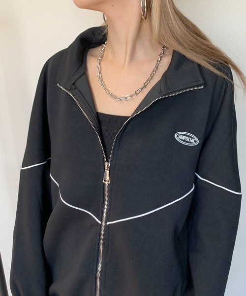 non-hedge（ノンヘッジ）の「パイピングシリコンロゴスタンドジャケット（パーカー・レディース・ブラック/オフホワイト/グレー・FREE）」の22枚目の写真