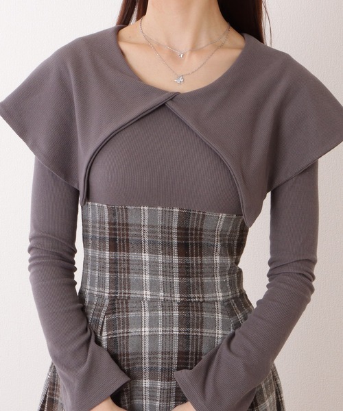 Lace Ladies（レースレディース）の「ビッグカラー チェック柄 ドッキング ロング ワンピース（ワンピース・レディース・グレー/ブラック/ブラウン・S/FREE）」の11枚目の写真