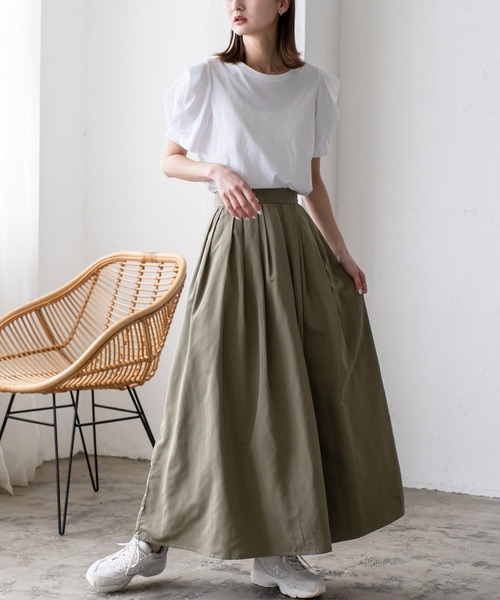 VitaFelice（ヴィータフェリーチェ）の「タックギャザーボリュームスカート（スカート・レディース・ブラック/カーキ/グレー/ベージュ・FREE）」の4枚目の写真