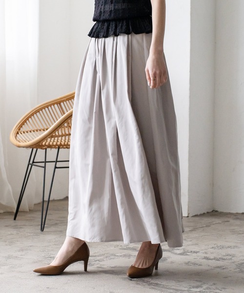 VitaFelice（ヴィータフェリーチェ）の「タックギャザーボリュームスカート（スカート・レディース・ブラック/カーキ/グレー/ベージュ・FREE）」の11枚目の写真