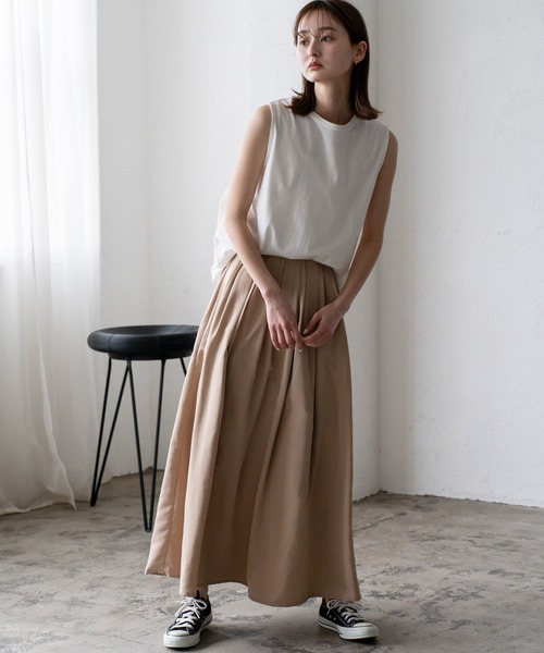 VitaFelice（ヴィータフェリーチェ）の「タックギャザーボリュームスカート（スカート・レディース・ブラック/カーキ/グレー/ベージュ・FREE）」の12枚目の写真
