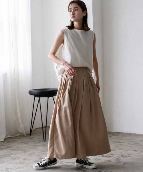 VitaFelice（ヴィータフェリーチェ）の「タックギャザーボリュームスカート（スカート・レディース・ブラック/カーキ/グレー/ベージュ・FREE）」の13枚目の写真