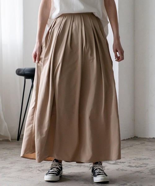 VitaFelice（ヴィータフェリーチェ）の「タックギャザーボリュームスカート（スカート・レディース・ブラック/カーキ/グレー/ベージュ・FREE）」の14枚目の写真