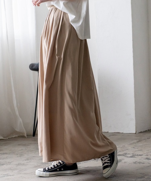 VitaFelice（ヴィータフェリーチェ）の「タックギャザーボリュームスカート（スカート・レディース・ブラック/カーキ/グレー/ベージュ・FREE）」の15枚目の写真