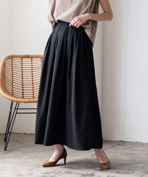 VitaFelice（ヴィータフェリーチェ）の「タックギャザーボリュームスカート（スカート・レディース・ブラック/カーキ/グレー/ベージュ・FREE）」の19枚目の写真