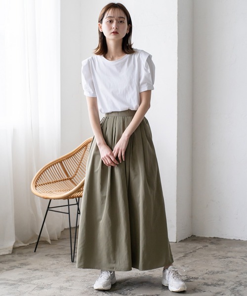 VitaFelice（ヴィータフェリーチェ）の「タックギャザーボリュームスカート（スカート・レディース・ブラック/カーキ/グレー/ベージュ・FREE）」の21枚目の写真