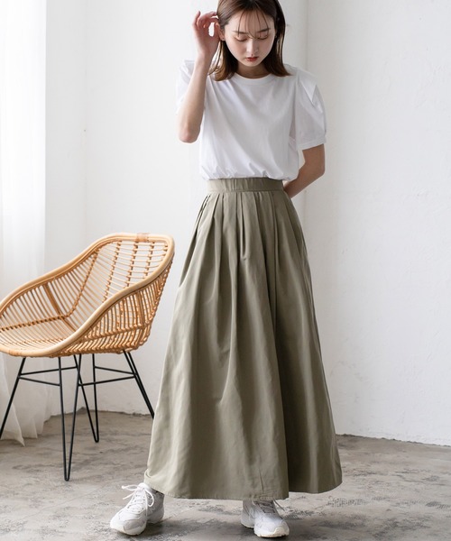 VitaFelice（ヴィータフェリーチェ）の「タックギャザーボリュームスカート（スカート・レディース・ブラック/カーキ/グレー/ベージュ・FREE）」の22枚目の写真