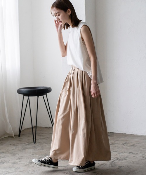 VitaFelice（ヴィータフェリーチェ）の「タックギャザーボリュームスカート（スカート・レディース・ブラック/カーキ/グレー/ベージュ・FREE）」の5枚目の写真