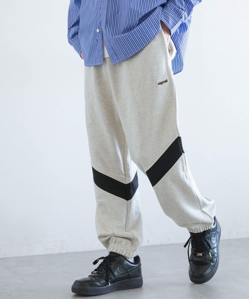 SIGNAL SPORTS（シグナルスポーツ）の「【SIGNAL SPORTS】切り替えロゴワイドスウェットパンツ（スウェットパンツ・メンズ・ホワイト/ブラック・FREE）」の4枚目の写真