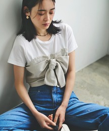 VIS | 【接触冷感・洗える】美easyフロントリボンデザインプルオーバー【新色追加】(Tシャツ/カットソー)