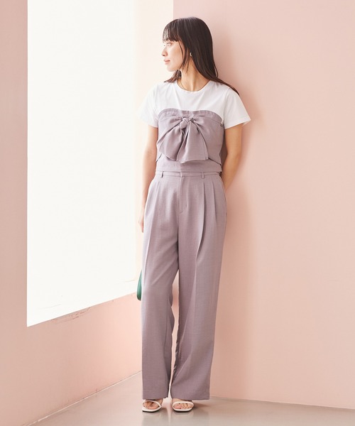 VIS(ビス)の「【接触冷感・洗える】美easyフロントリボンデザインプルオーバー(Tシャツ/カットソー・レディース・ネイビー/グレー/キナリ/ブラウン系その他/ブラウン/ピンク系その他2・FREE)」の18枚目の写真