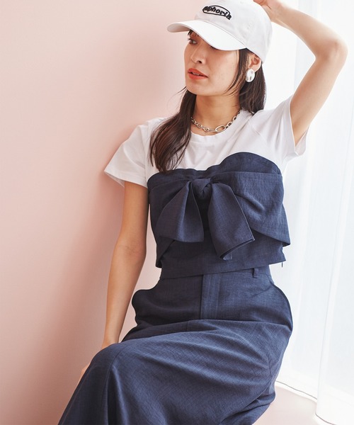 VIS(ビス)の「【接触冷感・洗える】美easyフロントリボンデザインプルオーバー(Tシャツ/カットソー・レディース・ネイビー/グレー/キナリ/ブラウン系その他/ブラウン/ピンク系その他2・FREE)」の22枚目の写真
