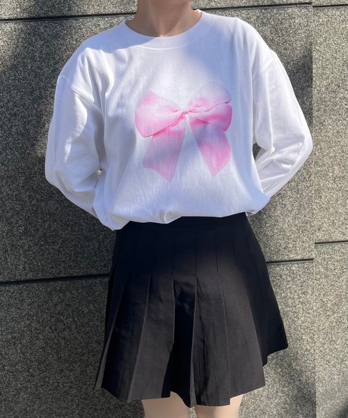 cuorequal(クオレコール)の「リボンモチーフロンT(Tシャツ/カットソー・レディース・ホワイト・L/M)」の3枚目の写真