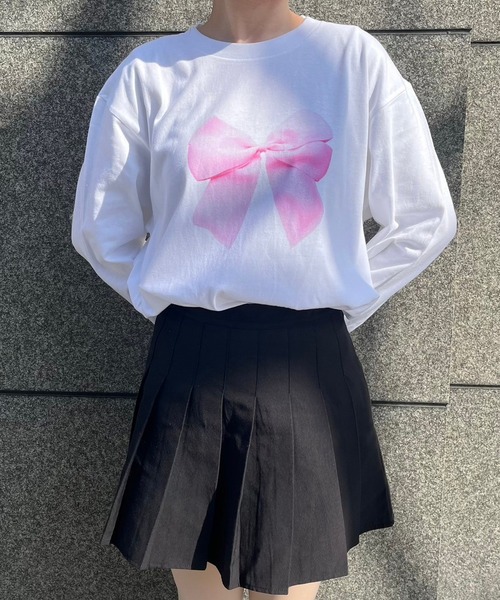 cuorequal(クオレコール)の「リボンモチーフロンT(Tシャツ/カットソー・レディース・ホワイト・L/M)」の4枚目の写真