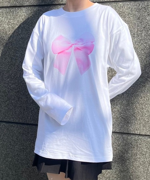 cuorequal(クオレコール)の「リボンモチーフロンT(Tシャツ/カットソー・レディース・ホワイト・L/M)」の8枚目の写真