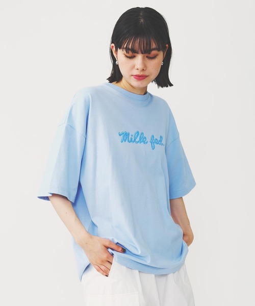 MILKFED.(ミルクフェド)の「元祖MILKFED.な一押しTEE。ICING LOGO WIDE S/S TEE(Tシャツ/カットソー・レディース・ブラック/ライトピンク/ライトブルー/ホワイト・M/L)」の3枚目の写真