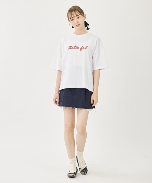 MILKFED.(ミルクフェド)の「元祖MILKFED.な一押しTEE。ICING LOGO WIDE S/S TEE(Tシャツ/カットソー・レディース・ブラック/ライトピンク/ライトブルー/ホワイト・M/L)」の7枚目の写真