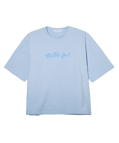 tシャツ ミルクフェド MILKFED ICING LOGO BASIC LS TEE レディース トップス カットソー グレー 水色 ロンティ 長袖 MILKFED. tシャツ ミルクフェド MILKFED ICING LOGO BASIC LS