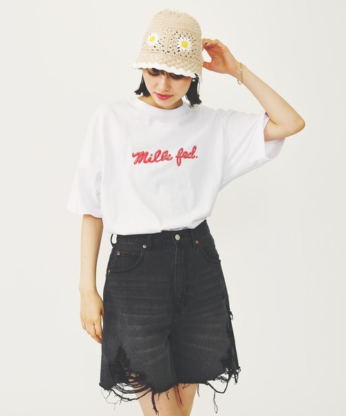 tシャツ ICING LOGO WIDE L/S TEE レディース メンズ MILKFED. tシャツ ICING LOGO EMBROIDERY WIDE S/S TEE