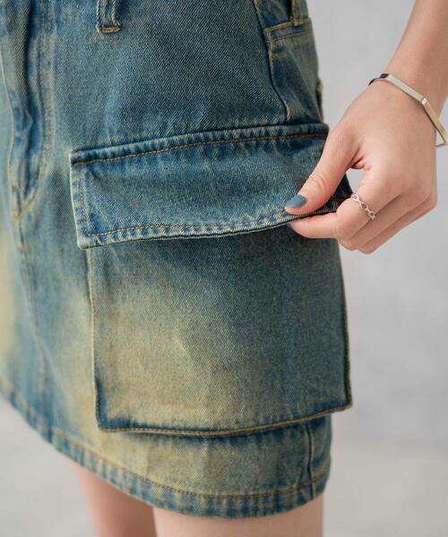 WEGO(ウィゴー)の「WEGO/ヴィンテージウォッシュデニムカーゴミニスカート(デニムスカート・レディース・ブラック/コバルトブルー・FREE)」の20枚目の写真