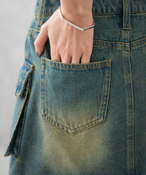 WEGO(ウィゴー)の「WEGO/ヴィンテージウォッシュデニムカーゴミニスカート(デニムスカート・レディース・ブラック/コバルトブルー・FREE)」の21枚目の写真