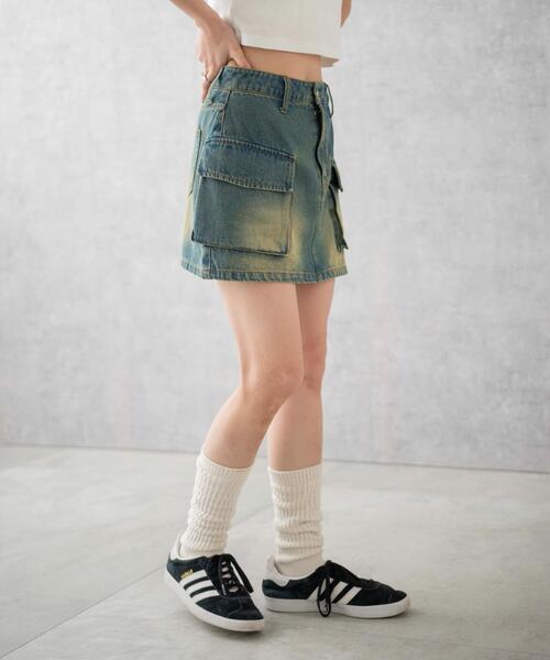 WEGO(ウィゴー)の「WEGO/ヴィンテージウォッシュデニムカーゴミニスカート(デニムスカート・レディース・ブラック/コバルトブルー・FREE)」の17枚目の写真