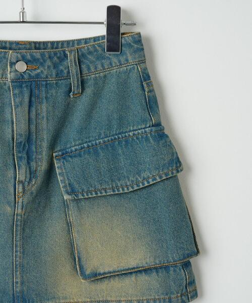 WEGO(ウィゴー)の「WEGO/ヴィンテージウォッシュデニムカーゴミニスカート(デニムスカート・レディース・ブラック/コバルトブルー・FREE)」の11枚目の写真