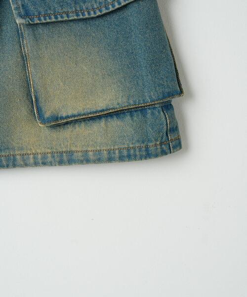 WEGO(ウィゴー)の「WEGO/ヴィンテージウォッシュデニムカーゴミニスカート(デニムスカート・レディース・ブラック/コバルトブルー・FREE)」の3枚目の写真