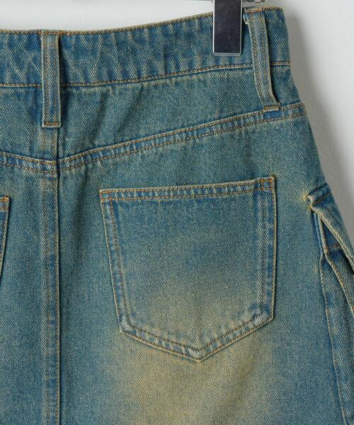 WEGO(ウィゴー)の「WEGO/ヴィンテージウォッシュデニムカーゴミニスカート(デニムスカート・レディース・ブラック/コバルトブルー・FREE)」の5枚目の写真