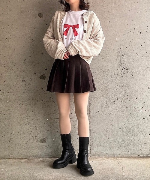 cuorequal(クオレコール)の「MERCIリボンプリントロングTシャツ(Tシャツ/カットソー・レディース・ホワイト・MEDIUM/LARGE)」の11枚目の写真
