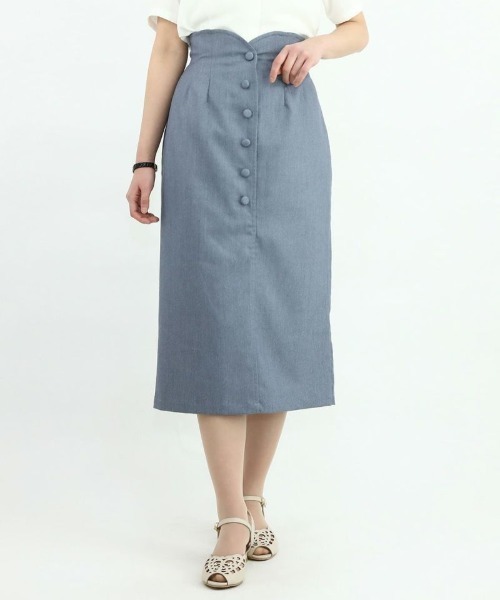 an another angelus（アンアナザーアンジェラス）の「フロント釦ハイウエストタイトスカート/ananotherangelus（スカート・レディース・ブラック/ブルーグレー・2/1）」の18枚目の写真