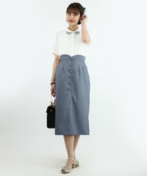 an another angelus（アンアナザーアンジェラス）の「フロント釦ハイウエストタイトスカート/ananotherangelus（スカート・レディース・ブラック/ブルーグレー・2/1）」の19枚目の写真