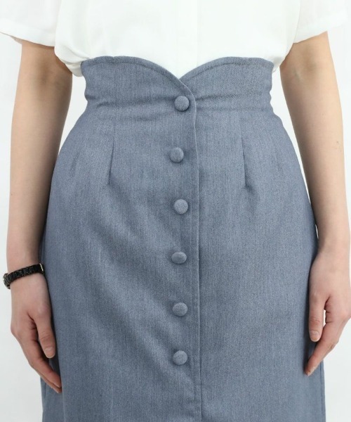 an another angelus（アンアナザーアンジェラス）の「フロント釦ハイウエストタイトスカート/ananotherangelus（スカート・レディース・ブラック/ブルーグレー・2/1）」の21枚目の写真