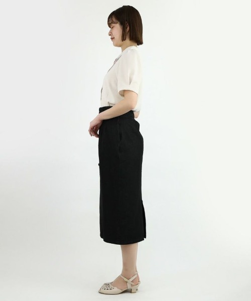 an another angelus（アンアナザーアンジェラス）の「フロント釦ハイウエストタイトスカート/ananotherangelus（スカート・レディース・ブラック/ブルーグレー・2/1）」の7枚目の写真