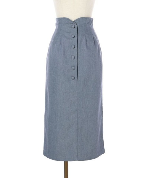 an another angelus（アンアナザーアンジェラス）の「フロント釦ハイウエストタイトスカート/ananotherangelus（スカート・レディース・ブラック/ブルーグレー・2/1）」の8枚目の写真