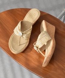 【ITALIAN SHOEMAKERS】ミックスメッシュ厚底トングサンダル(942327)