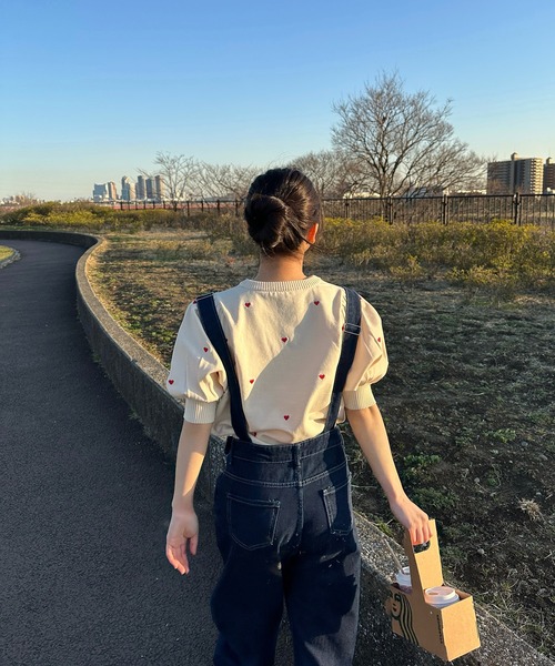 RiLi(リリ)の「ハート刺繍ハーフスリーブニット【RL】(ニット/セーター・レディース・ブラック/グレー/レッド・FREE)」の15枚目の写真