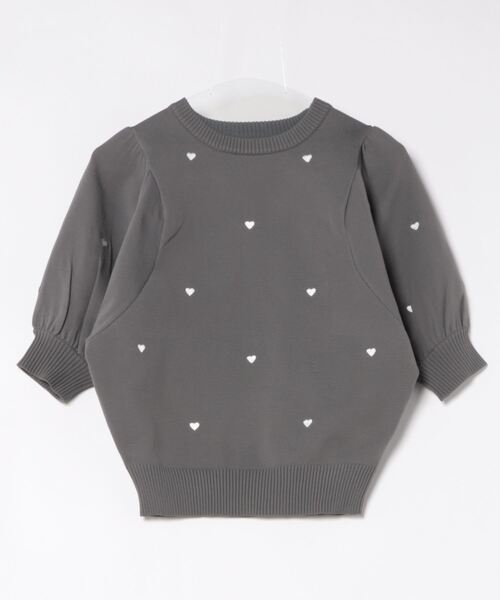 RiLi(リリ)の「ハート刺繍ハーフスリーブニット【RL】(ニット/セーター・レディース・ブラック/グレー/レッド・FREE)」の18枚目の写真
