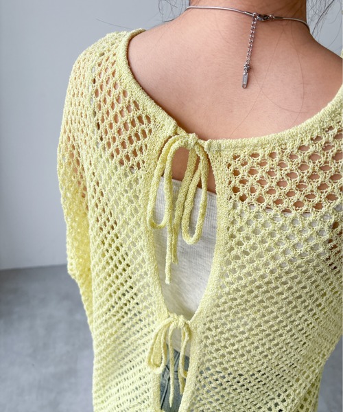 EPIMI E'PIMMY（エピミエピミー）の「【マルチウェイ】ラメリボンメッシュニット（カーディガン/ボレロ・レディース・ブラック/イエロー/グレー/オフホワイト・MEDIUM）」の16枚目の写真