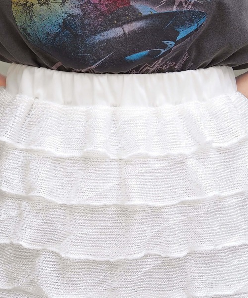 tiptop(ティップトップ)の「段々フリルナロースカート(スカート・レディース・オフホワイト/ブラック・FREE)」の10枚目の写真